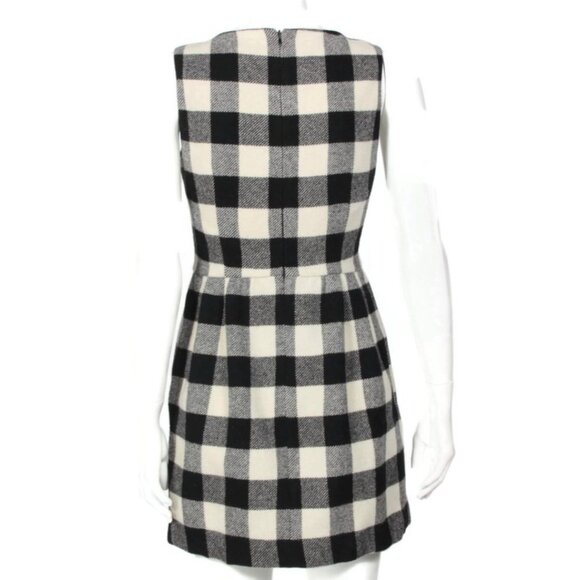 Red VALENTINO Black Off White Plaid Virgin Wool Sleeveless Mini Dress sz 40 /741 - Picture 4 of 7